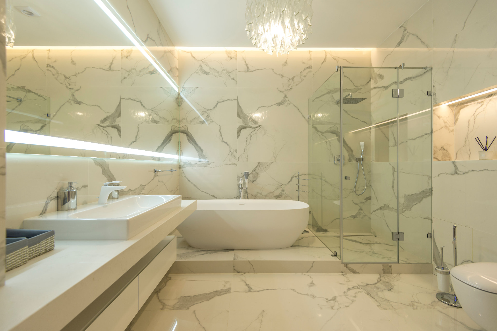 Custom frameless shower doors and glass installation by EJ Shower Glass Corp in Florida