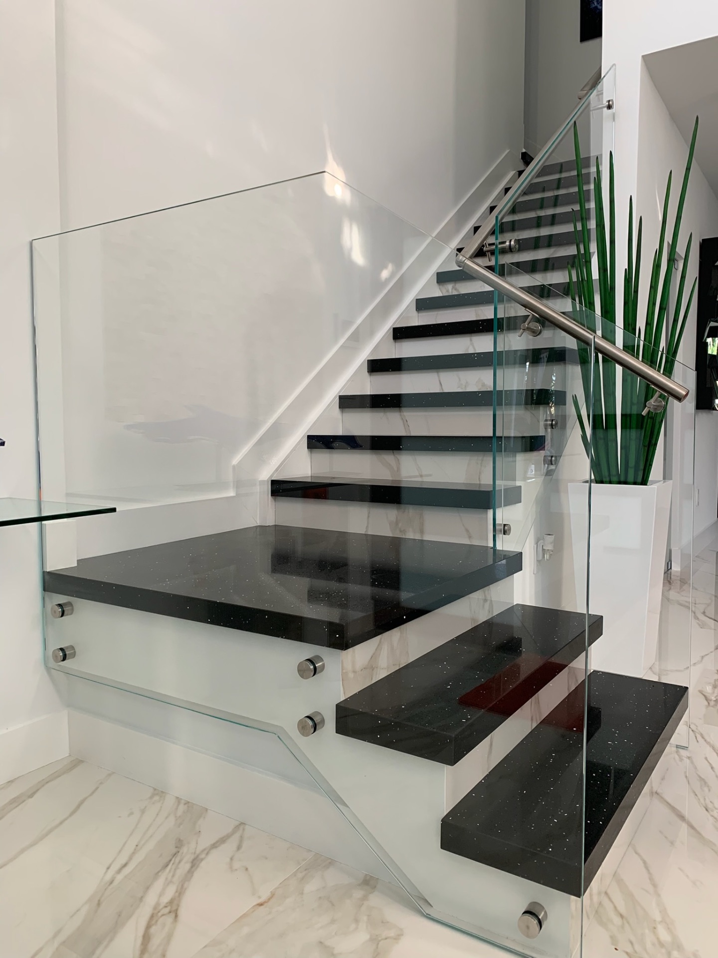 Luxury bathroom with glass partition