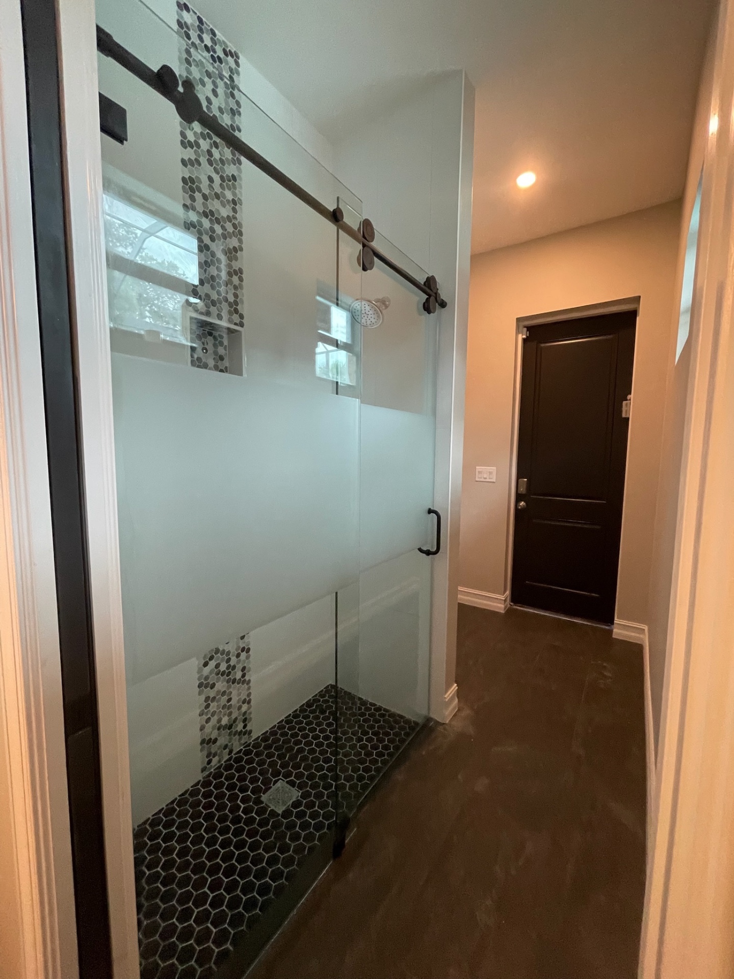 Glass door hardware detail